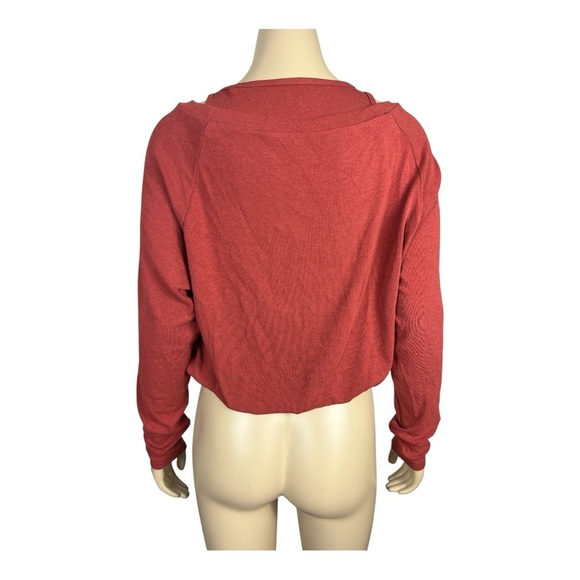 OGL Sz S Brami Long Sleeve Top Boat Neck Move Light Thermal Heat Tech Red/Brown - Picture 3 of 8